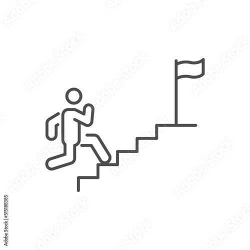 goal achieving leadership, career promotion icon, business steps with development and growth, vector illustration