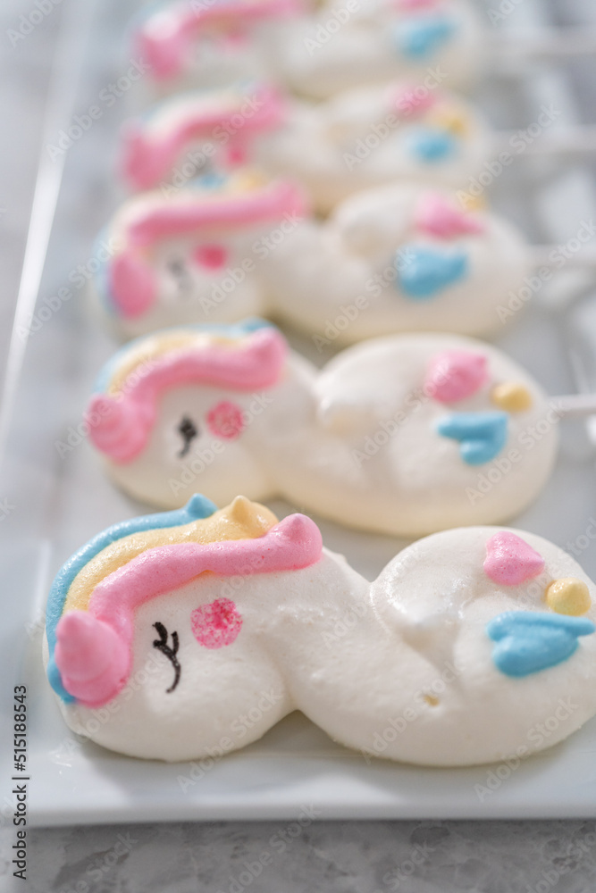 Unicorn meringue pops Unicorn meringue pops