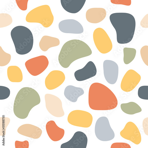 Colorful random round shapes seamless pattern. Hand drawn abstract  pastel colors spots wallpaper. Vector creative illustration.