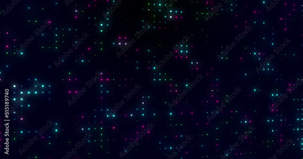 Animation of colorful dots blinking on black background