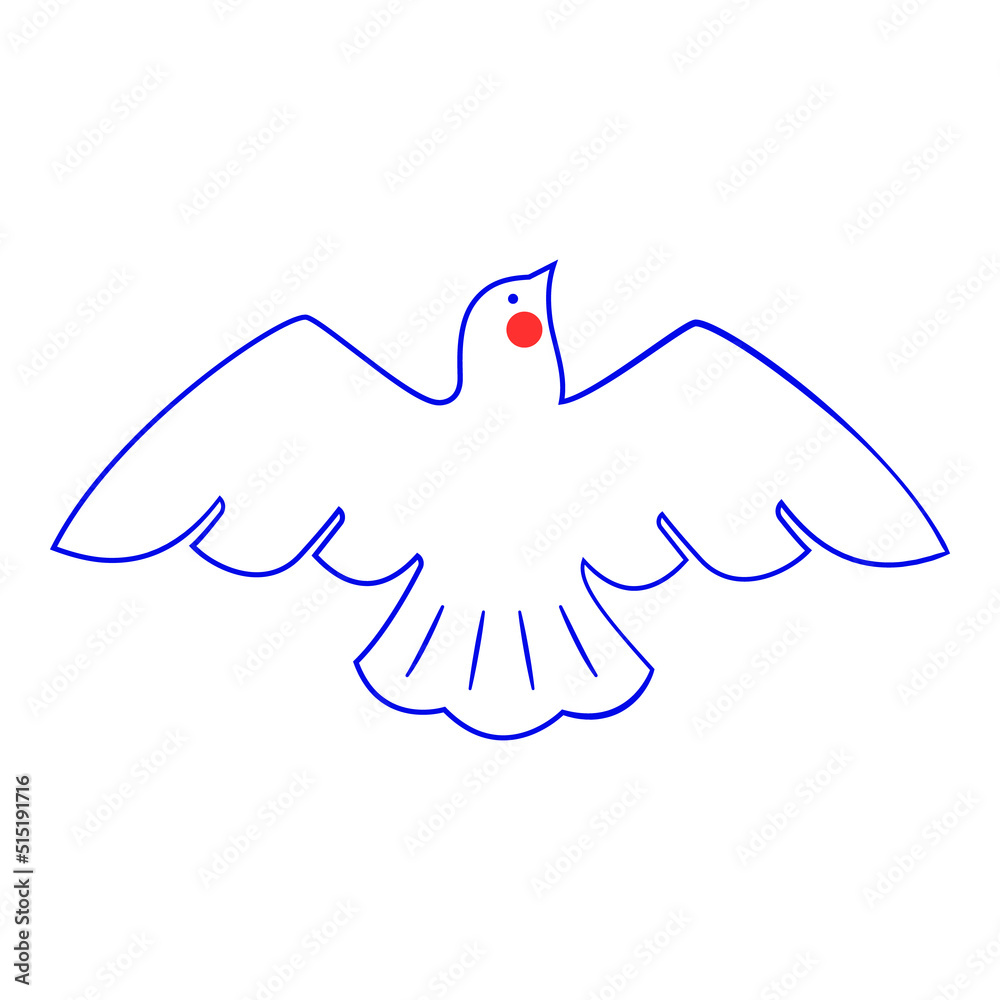 Obraz premium Creative outline dove illustration. Linear bird icon. Peace and freedom symbol on white background.