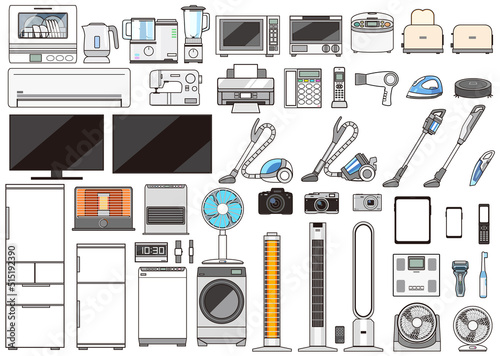 生活家電のセットイラスト