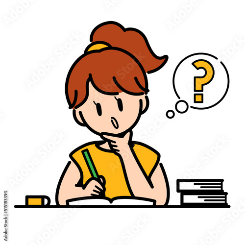 勉強をする女の子　疑問
