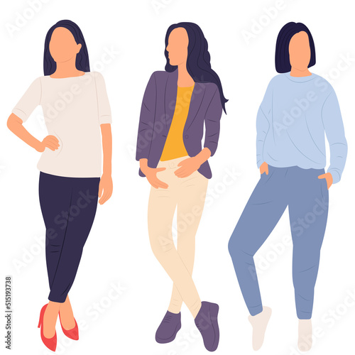 women, girls on white background vector