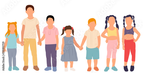children on white background vector