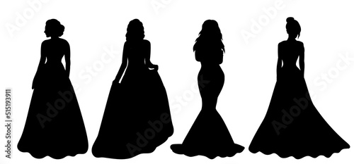bride, princess silhouette, isolated, vector