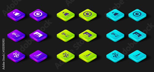 Set Music note, tone, Balalaika, Sound mixer controller, Retro audio cassette tape, and Megaphone icon. Vector
