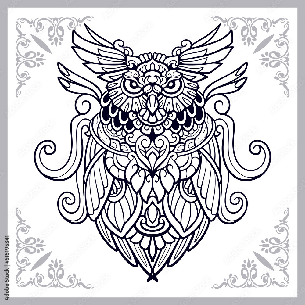 beautiful owl bird zentangle arts. isolated on white background beautiful owl bird zentangle arts. isolated on white background