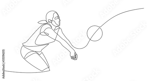 Continuous line Volleyball player vector.