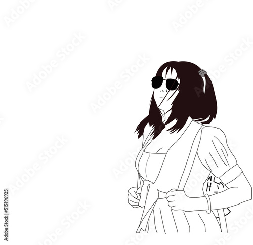 a girl with sunglasses and a backpack
