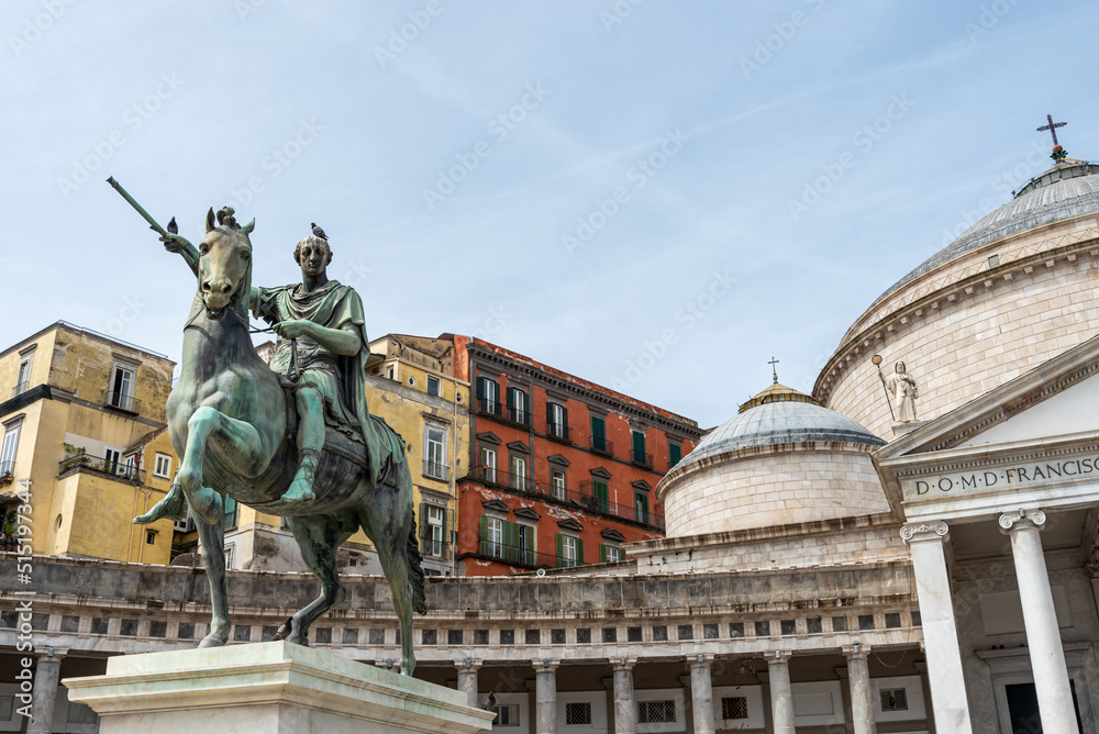 Bronze statue of general riding a horse situated in front of San
