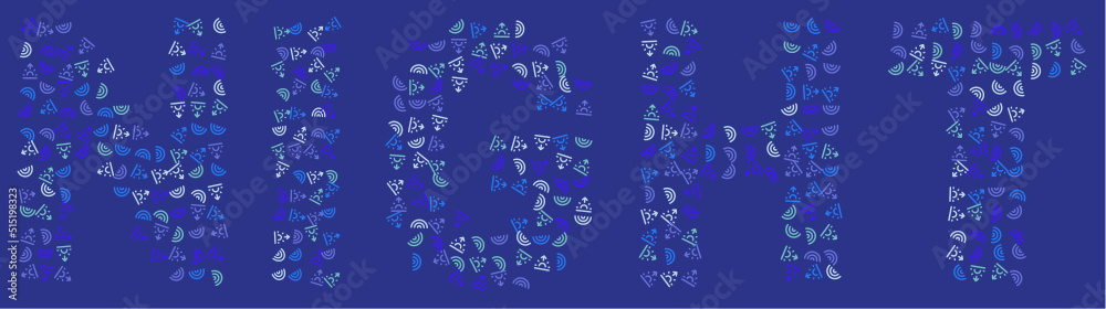 Night text made of icons on dark blue background. Night text made of icons on dark blue background.