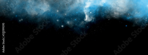 Panorama blue night sky milky way and star on dark background. .Dark night sky.  Night sky with stars and galaxy in outer space, universe background. 