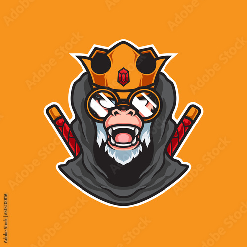 KING MONKEY NINJA MASCOT LOGO