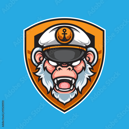 MARINE MONKEY HEAD MASCOT LOGO