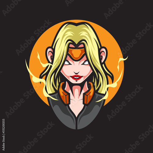 SUPER GIRL SPORT MASCOT LOGO
