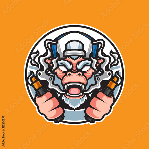 VAPE STORE MONKEY MASCOT LOGO