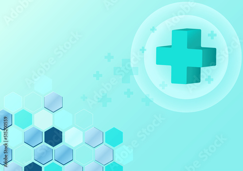 Medical Cross Symbol and Hexagon Shapes Hospital Healthcare and Medical Background