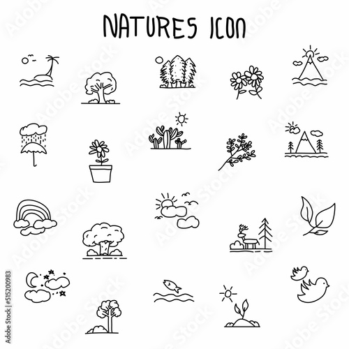 Hand drawn Nature icon, simple doodle icon