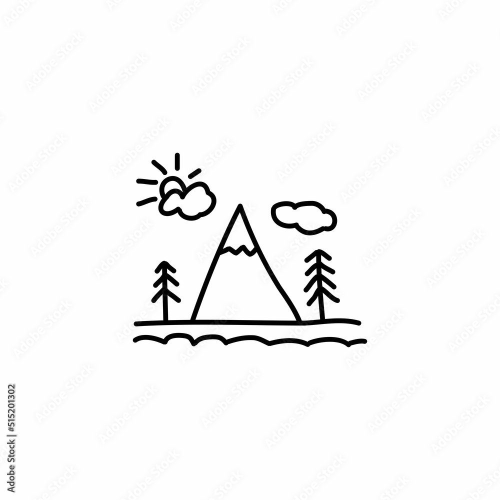 Hand drawn Mountain icon, simple doodle icon Hand drawn Mountain icon, simple doodle icon