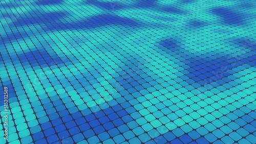 abstract blue wave cells background. looped seamless 8bit tiles style motion pattern 3d animation