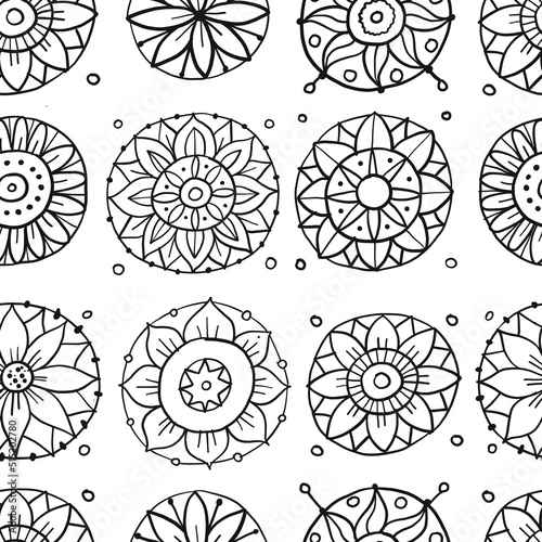 Decorative hand drawn floral mandala. Icons collection for your design