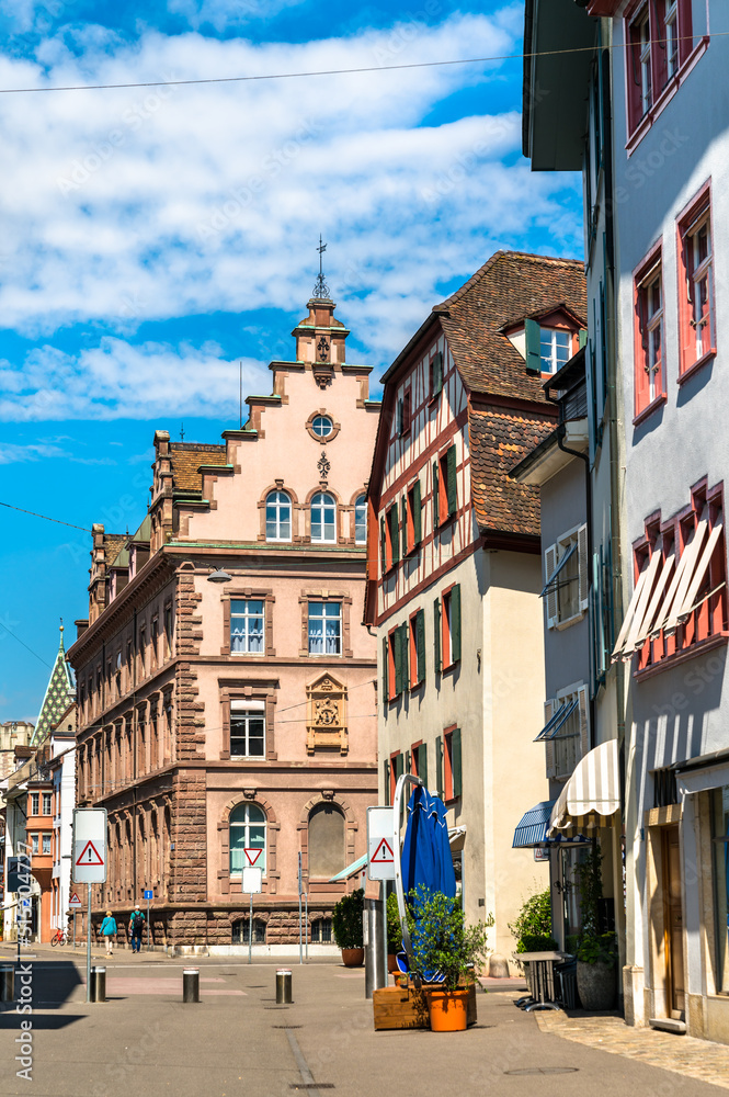 Traditional architecture of the old town of Basel in Switzerland