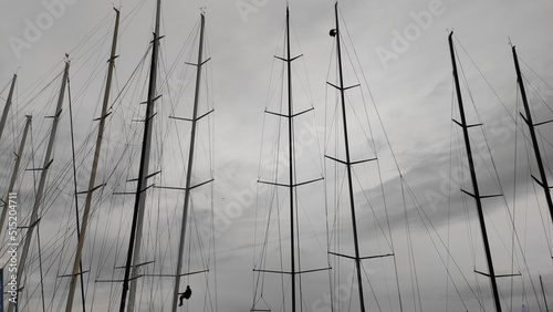 Saint Tropez, France, October 5, 2021: Les Voiles de Saint-Tropez, Wally, IRCA, Maxi yachts moored. Les Voiles de St Tropez is the most extravagant Mediterranean regatta. photo