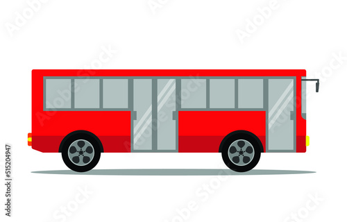 Red city bus,Cartoon bus vector, Flat style concept of public transport.