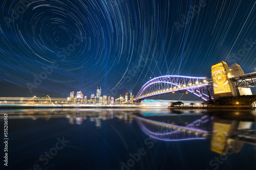 Photography Star trails above Sydney Harbour Bridge