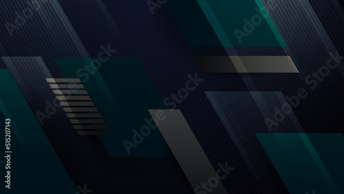 Abstract dark black and green background illustration with geometric graphic elements