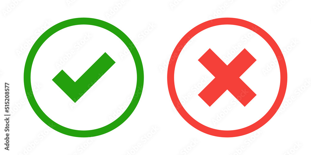 green tick and red cross mark green tick and red cross mark