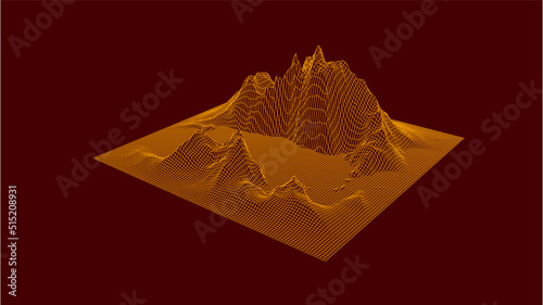 Abstract digital landscape. Wireframe landscape background. Digital landscape for presentations. 3d futuristic vector illustration.