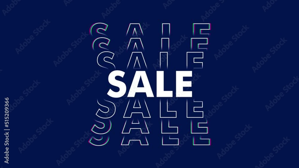 Sale text animation with colourful effects