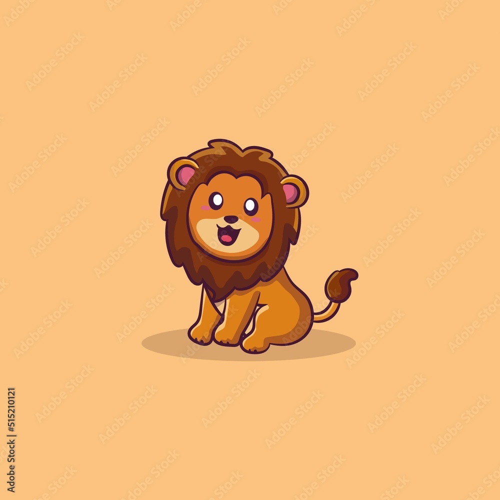 Lion cartoon character in sitting pose isolated Free Vector Stock ...