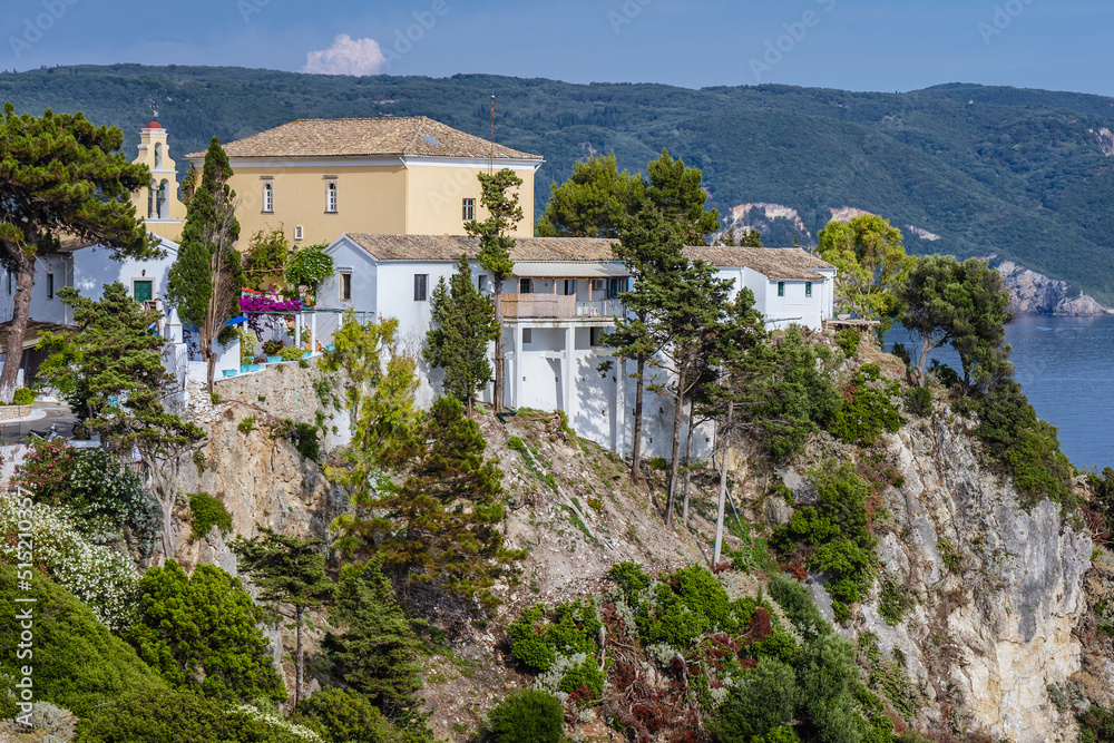 Buildings of Palaiokastritsa Monastery on Corfu Island, Greece