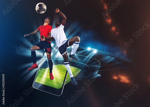 Watch a live sports event on your mobile device Fototapet