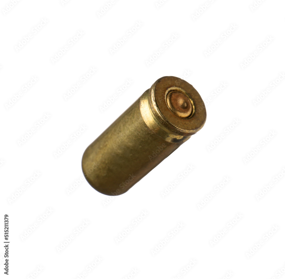 Cartridge case isolated on white. Firearm ammunition Cartridge case isolated on white. Firearm ammunition