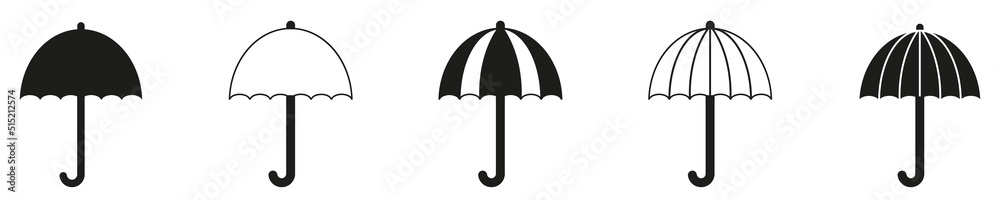 Umbrella icon set. Umbrella line and flat style - stock vector. eps10 Umbrella icon set. Umbrella line and flat style - stock vector. eps10
