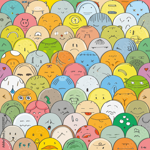 doodle colored mob pattern