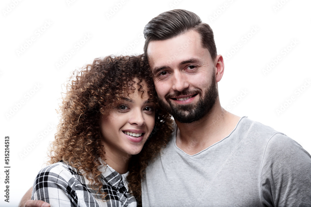 Close-up face of a man and a woman. Close-up face of a man and a woman.