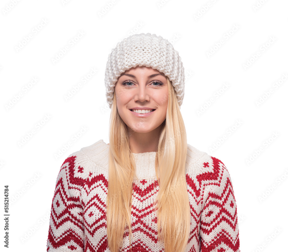 Young joyful woman in winter clothes on a white background. Young joyful woman in winter clothes on a white background.