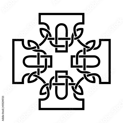 Black and white Celtic knot. Pattern with endless knots in the Gothic style. Scandinavian pattern.
