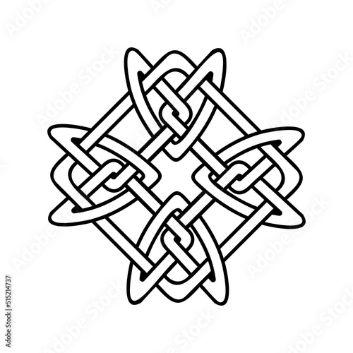 Black and white Celtic knot. Pattern with endless knots in the Gothic style. Scandinavian pattern.
