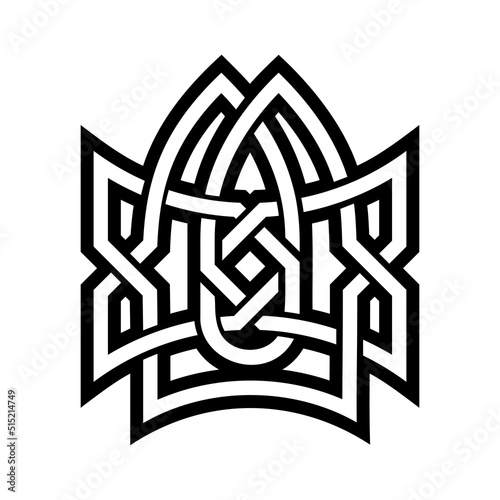 Black and white Celtic knot. Pattern with endless knots in the Gothic style. Scandinavian pattern.
