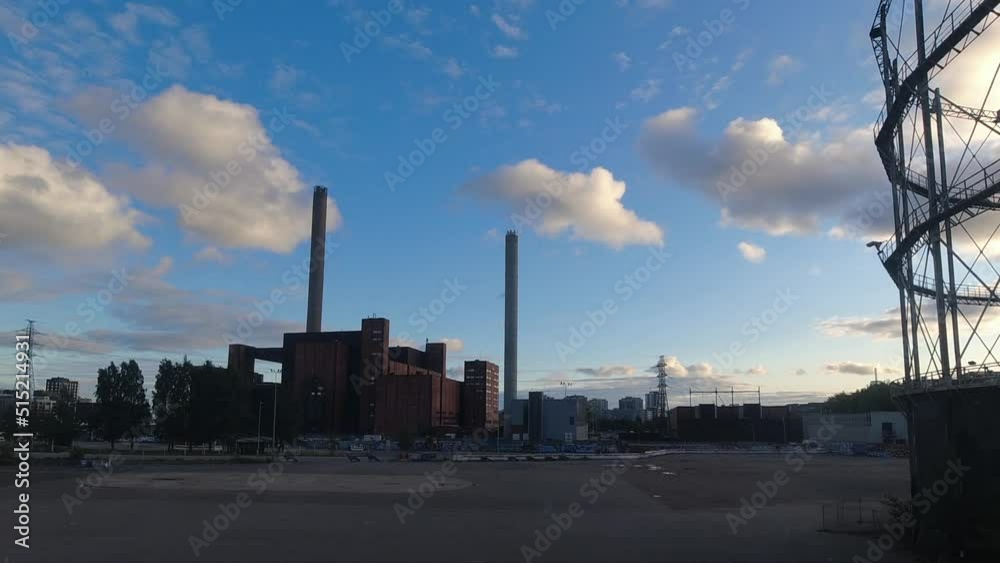 Sky time lapse: Hanasaari Power Plant in Helsinki Suvilahti district Sky time lapse: Hanasaari Power Plant in Helsinki Suvilahti district