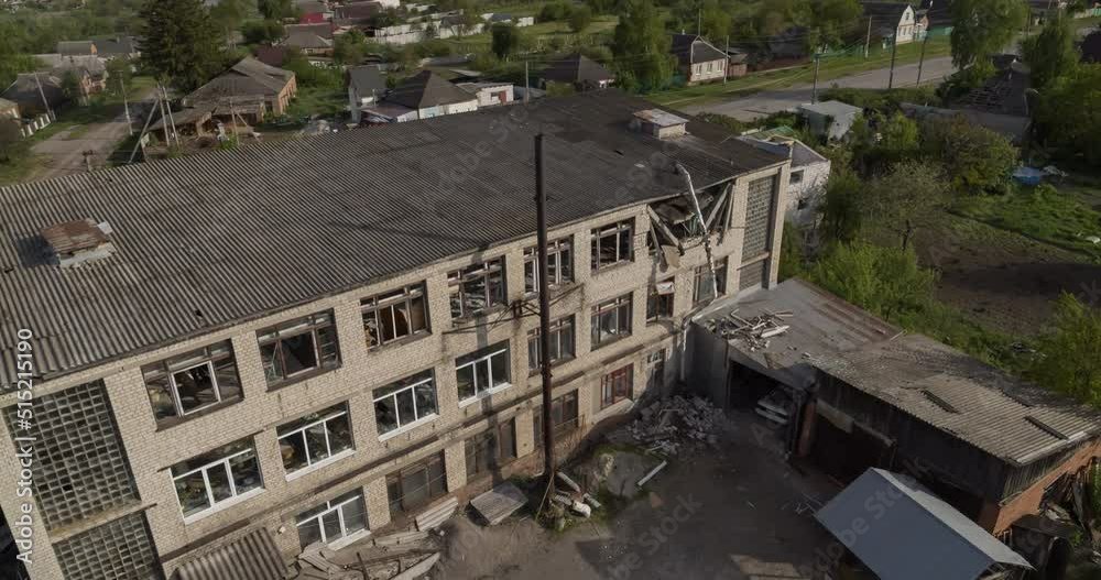 KHARKIV, UKRAINE - MAY 22, 2022: residential buildings destroyed by the Russian army KHARKIV, UKRAINE - MAY 22, 2022: residential buildings destroyed by the Russian army