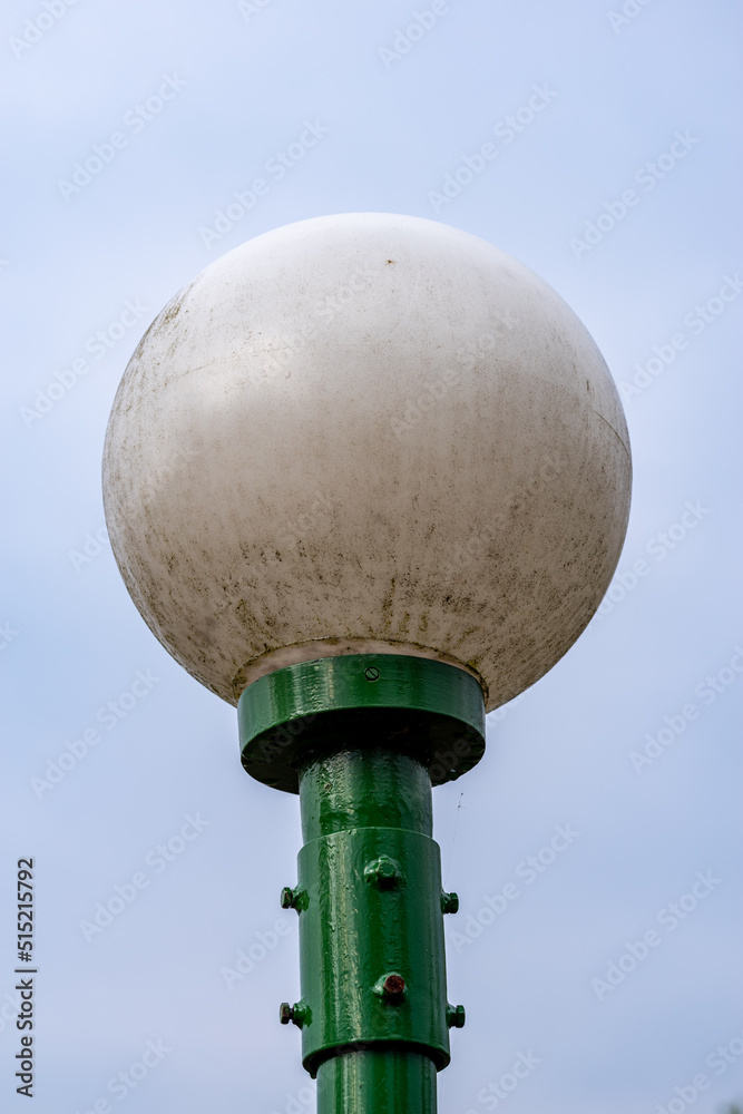 closeup of a spherical street lamp closeup of a spherical street lamp