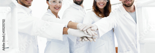 creative team of young scientists. photo