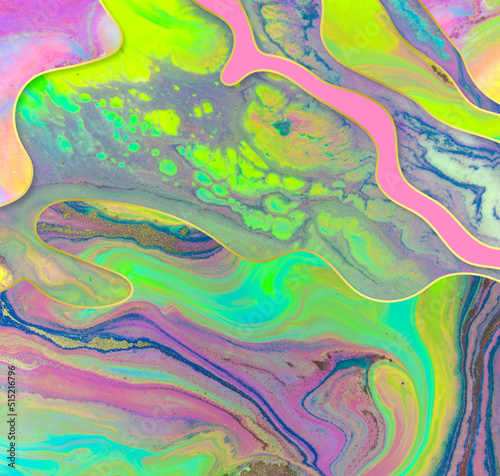 Gold waves layers abstract psychedelic background